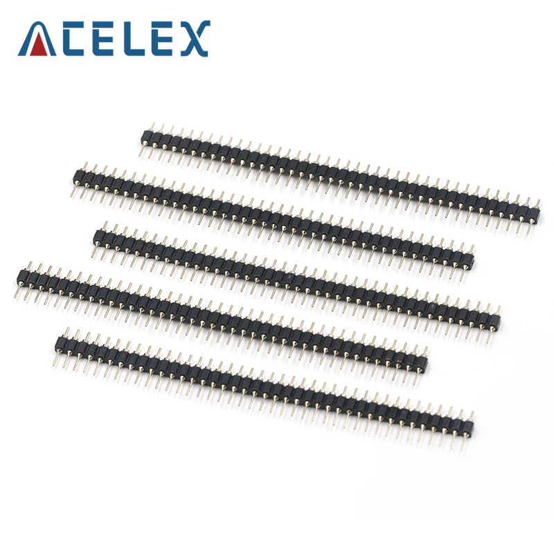 5pcs 40Pin Connector Header Round Needle Gold Plated 1x40 Golden Pin Single Row Male 2.54mm Breakable Strip | Обустройство дома