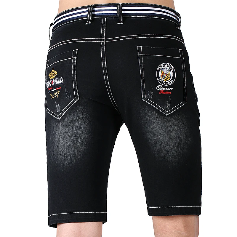 2020 Summer Men Jeans Shorts Fashion Embroidery Stretch Straight Thin