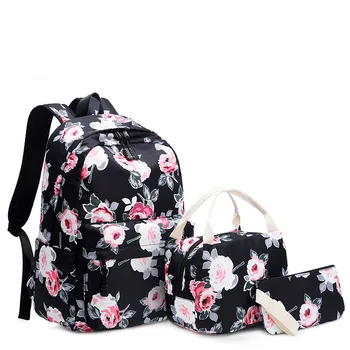 

Vintage Chic Floral Printed Oxford Backpacks Women Fashion 3Pc/set Shoulder Bags Teenager Girls School Bags