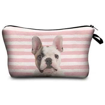 

Bulldog Cosmetic Bag Print Women Brand makeup bags Cute bag headset candy Cosmetic printing Collection Casual men zipper letter
