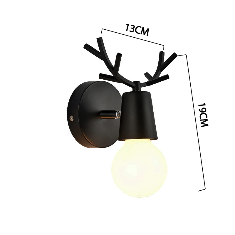 Nordic Deer Wall Light LED Creative Mounted Iron Bedside Sconce Lamp for Kids Baby Room Living Room Home Decor
