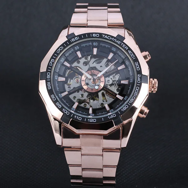 

Winner Hot Selling Winner Top Grade Fully Automatic Hollow out Analog Watch Steel Watch Men's
