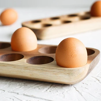 

Japanese Solid Wood Double Row Single Row Egg Storage Box Household Vertical Egg Storage Rack Kitchen Decoration Accessories