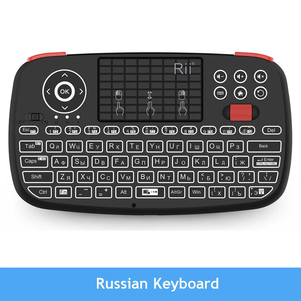Rii i4 2,4G мини Bluetooth клавиатура Русский Английский Испания беспроводные клавиатуры с подсветкой Air mouse для Windows Android