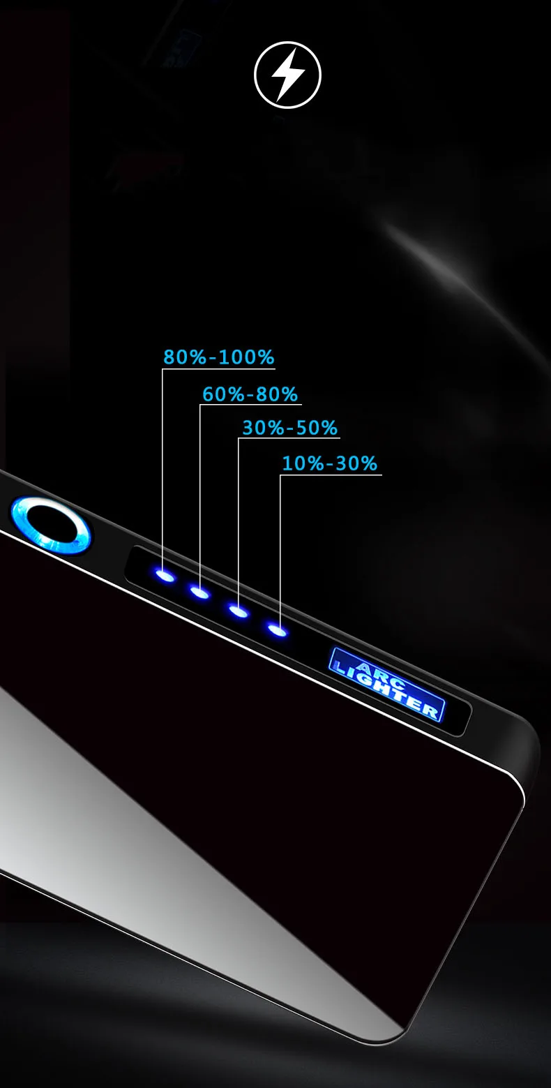 Горячая Распродажа светодиодный дисплей питания usb зарядка зажигалки для сигарет ветрозащитная двойная дуговая Электронная зажигалка плазменная зажигалка