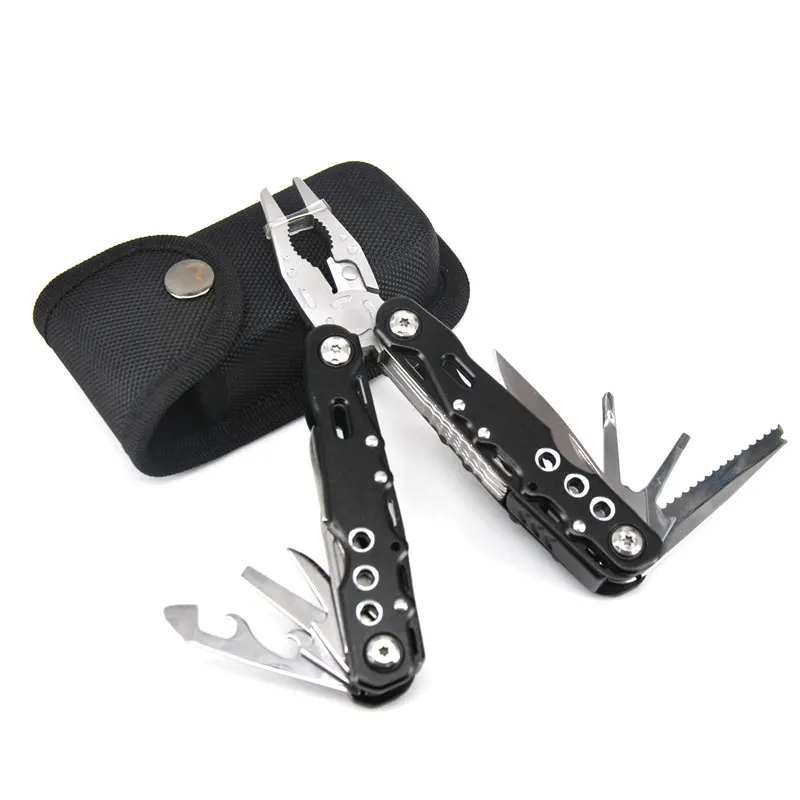 Многофункциональный инструмент плоскогубцы для зачистки проводов резак для кабеля кусачки многофункциональный инструмент Мультитул нож для кемпинга выживания тактический нож - Цвет: MQ9005-Black