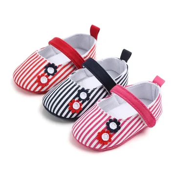 

0-18M Baby Girl Boy Breathable Anti-Slip Striped Shoes Casual Sneakers Floral Toddler Soft Soled First Walkers