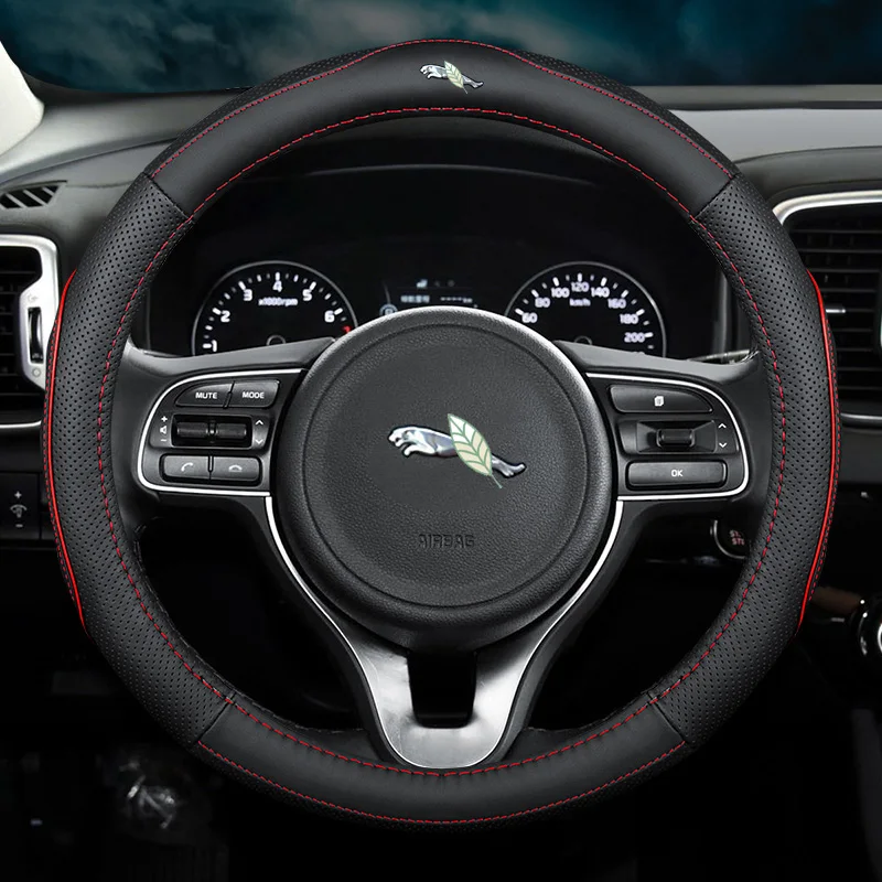 Тонкие автомобильные чехлы из натуральной кожи без запаха для руля Jaguar XE XK XF XJ F-Pace