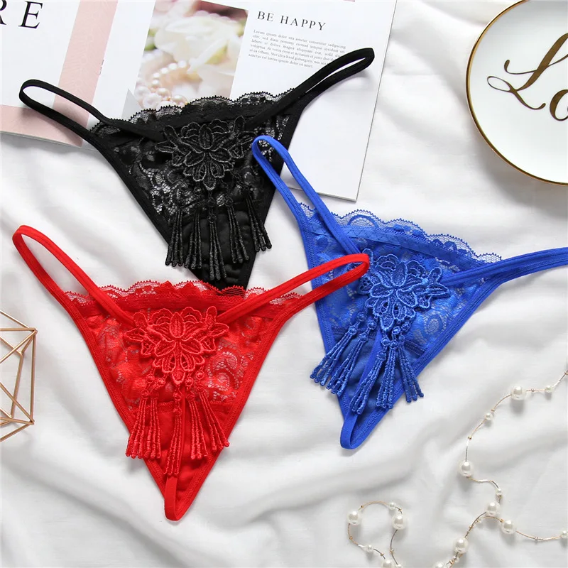 

3pcs/set Open Bow Flower Nylon G-String G String Transparent Women's Panties Girls Underwear Ladies Panty Female Sexy Lingerie