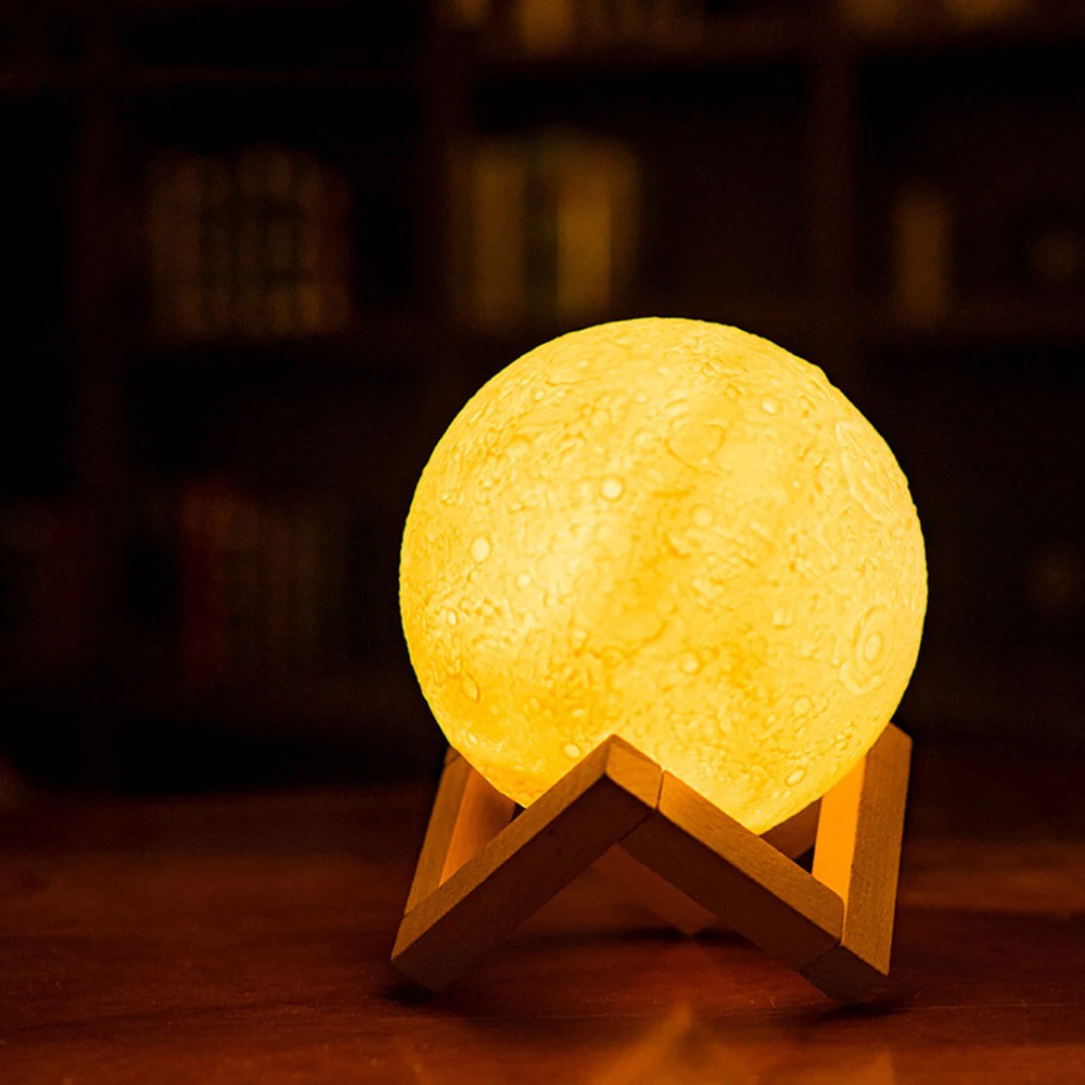 Светильник в виде Луны с 3D рисунком праздничное украшение ночник сенсорным
