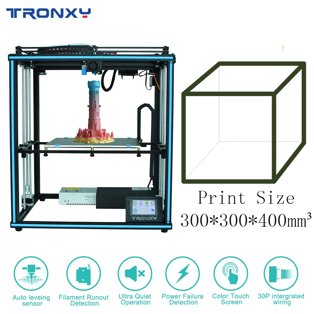 

Tronxy Upgraded X5SA High Precision Resume Power Failure Desktop 3D Printer Kits DIY Self-assembly with Carborundum Glass Bed