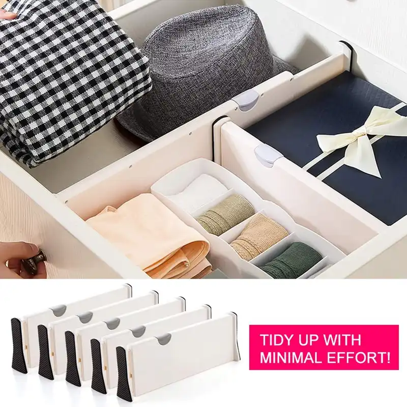 Drawer Dividers Organizer 5 Pack Adjustable Separators 4 Inch High