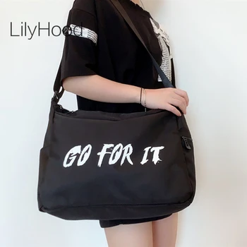 

Unisex Tide Nylon Handbag Women Teenager Casual Fabric Daily Reusable Messenger Bag 2020 Female Big Capacity Black Shoulder Bag