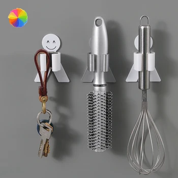 

3Pcs Mop Rack Without Punching Mop Clip Mop Hook Seamless Toilet Adhesive Wall Mount Mop Broom Card Holder Bathroom Hooks