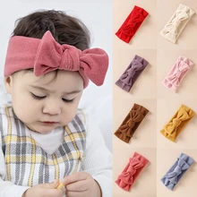 

Solid Faux Cashmere Baby Headband Infant Boys Girls Winter Autumn Elastic Hair Bands Bow Knot Turban Headwraps Warm Headwear