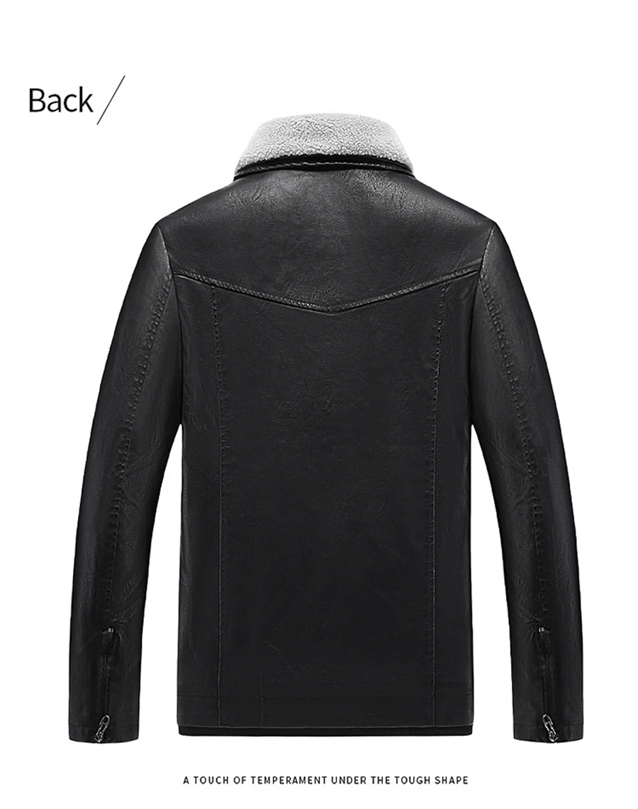 FGKKS 2021 Winter Leather Coat Men High-quality Pu Leather Warm Fur Collar Leather Coat Men Casual Fashion Solid Color Coat leather biker jacket mens