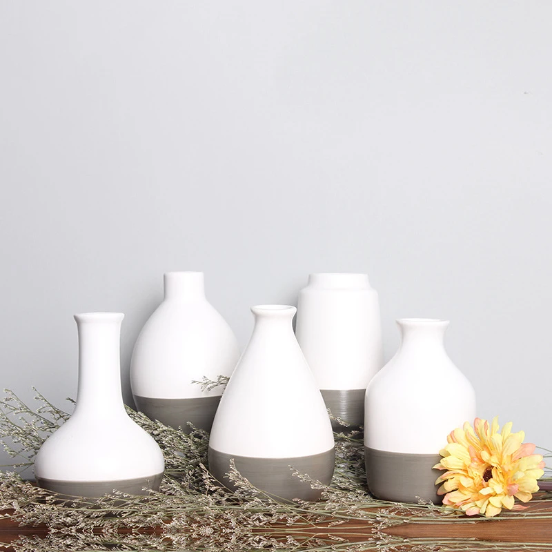  Strongwell Chinese Round Ceramic Flower Vase Crafts Plant Holder Zen Desk Home Decoration Accessori