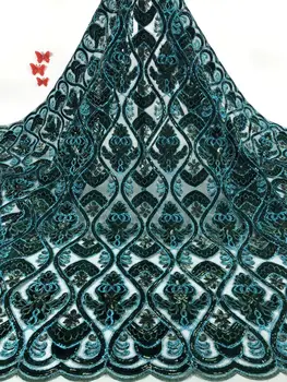 

2020 sparking style 7 color for velet lace fabric with sequins JOY-2709 Fashionable french net fabric for dress for party