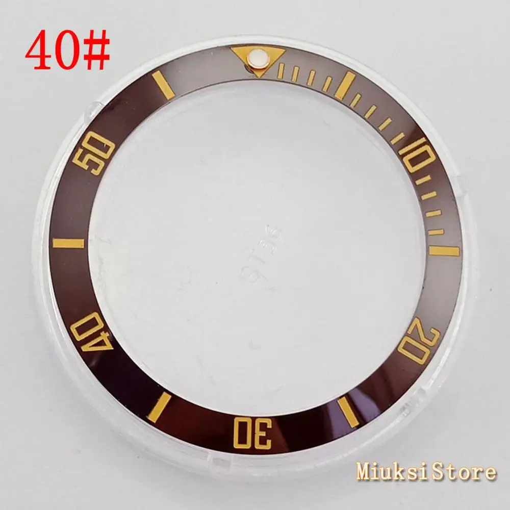 40 Parnis 38mm black blue white green Ceramic/Titanium Bezel insert for 40mm case Watch accessories bezel - Цвет: 40
