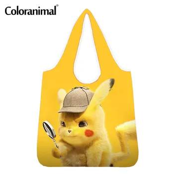 

Coloranimal Lovely Pikachu Anime Pattern Shopper Bags Grocery Bags for Women Man Big Storage Eco-Friendly Bags for Male Female