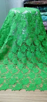 

Latest Emerald green African embroidered tulle fabric 2020 high quality French milk silk lace fabric in 5 yards/lot