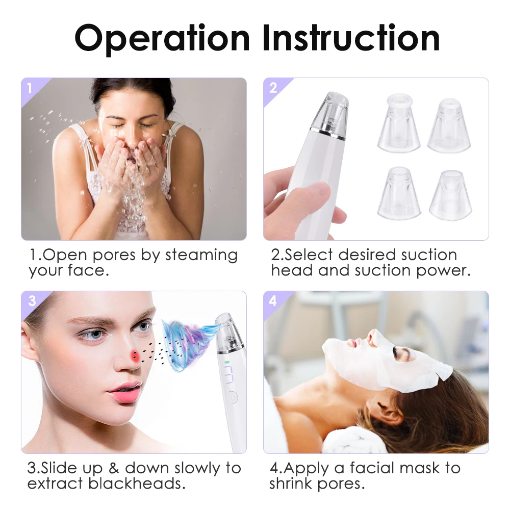 Vacuum Suction Blackhead Remover Electric Cleanser Vacuum Pore Cleaner Nose TZone Face Deep Pore Acne Pimple 4