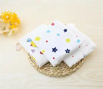 

Baby cotton washed high density gauze Children's cotton printed small square towel Baby saliva towel Hand towel