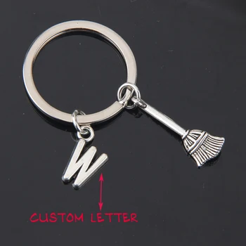 

Halloween Besom Custom 26 Letters Funny Hallowmas Gift For Friends Keychain Pendant Sliver Keychain Gift Magic Present Souvenir