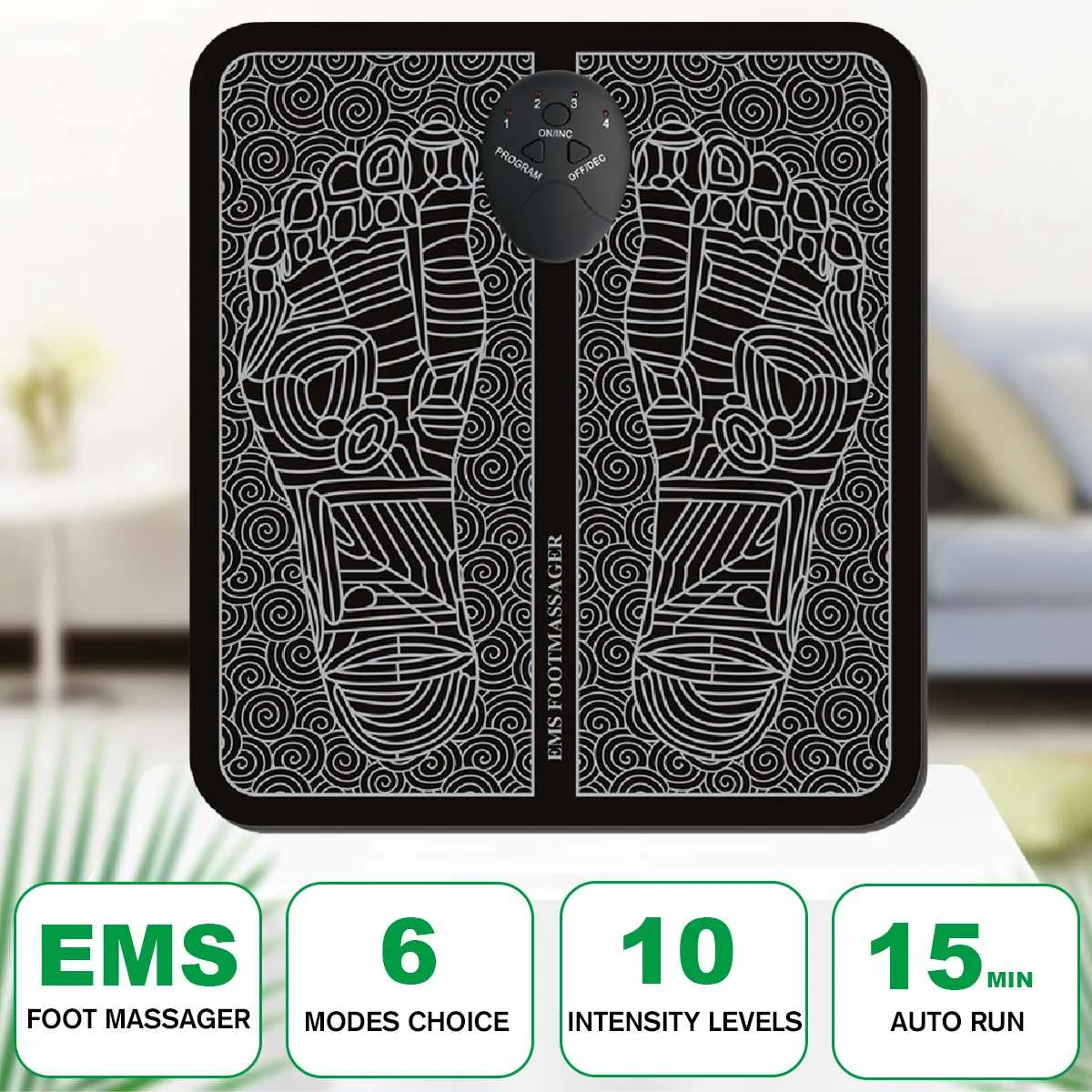 

USB Electric EMS Foot Muscle Massage-Pulse 6Modes Massager Foot Mat for Promoting Blood Circulation Relaxing Pressure Muscle