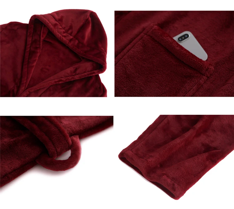 2020 Winter Kimono Robe Plush Fleece Bath Robes For Women Soft Warm Long Sleeve Hooded Nightgown Loungewear Sleepwear