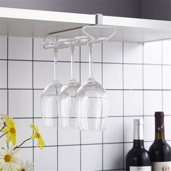 

Hanging Wine Glass Goblet Holder Stemware Champagne Holder Kitchen Organizer Bar Accessories Under Cabinet Hanger Shelf