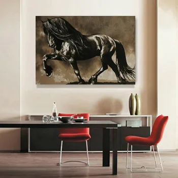 

Modern Running Horse Sunset Landscape Animals Oil Painting on Canvas Posters and Prints Wall Art Picture for Living Room Decor