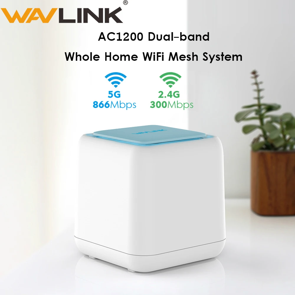 

Wavlink Gigabit Wireless WiFi Router 1200Mbps 5Ghz Whole Home Wifi Coverage Mesh WiFi System AC1200 Dual-Band wifi Repeater