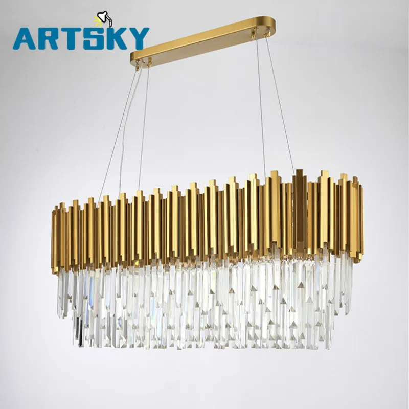 Modern Gold Oval Crystal Chandelier for Living Room Hotels and Cafes