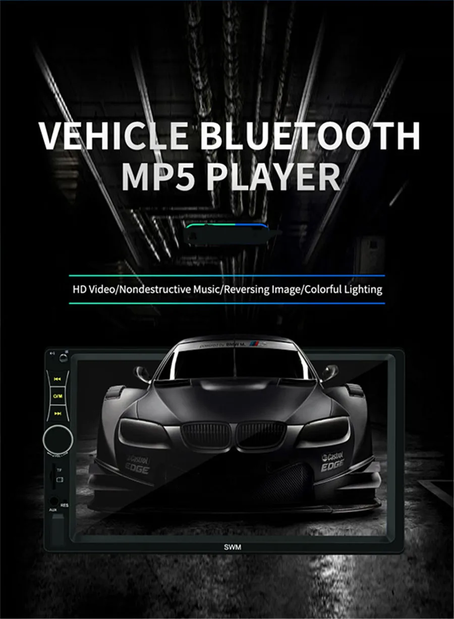 " HD Автомобильный мультимедийный плеер 2DIN сенсорный экран авто стерео BT USB TF FM Автомобильный MP5 плеер