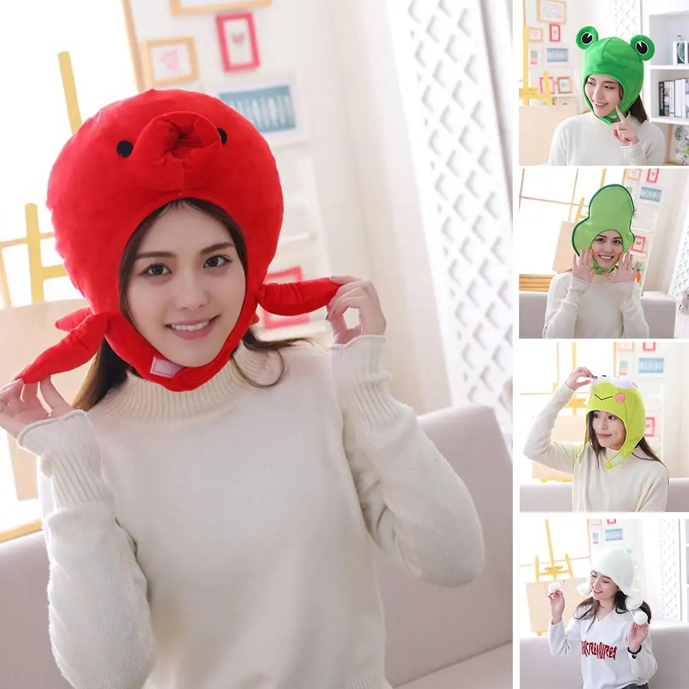 

Cute Frog Animal Plush Earflap Beanie Cap Hat Head Ear Warmer Cosplay Props