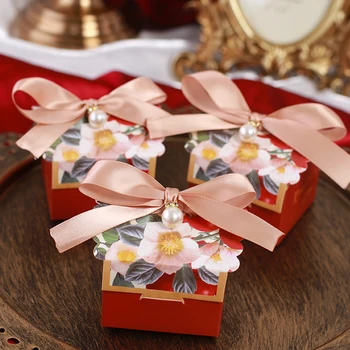 

25pcs Theme Wedding Favors Candy Box Baby Souvenirs Gift Box with Ribbon Chocolate Paper Box Beautiful Gift Box for Wedding