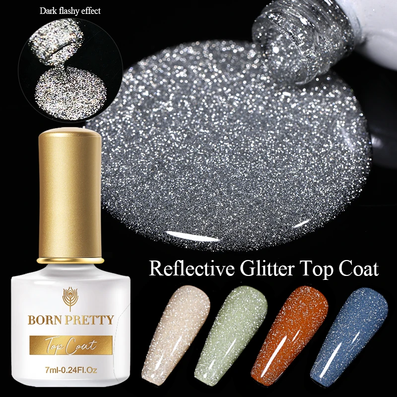 BORN PRETTY Reflective Glitter Top Coat UV Gel Polish All For Manicure Semi-Permanent Soak Off Nail Art Design Base | Красота и