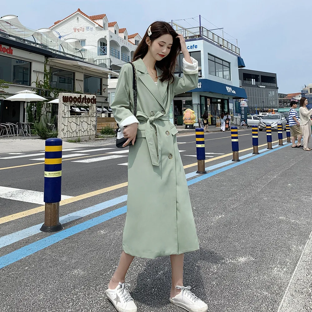 

Photo Shoot Trench Coat Women's Mid-length Korean-style Versatile Spring And Autumn New Style Korean-style over-the-Knee Overcoa
