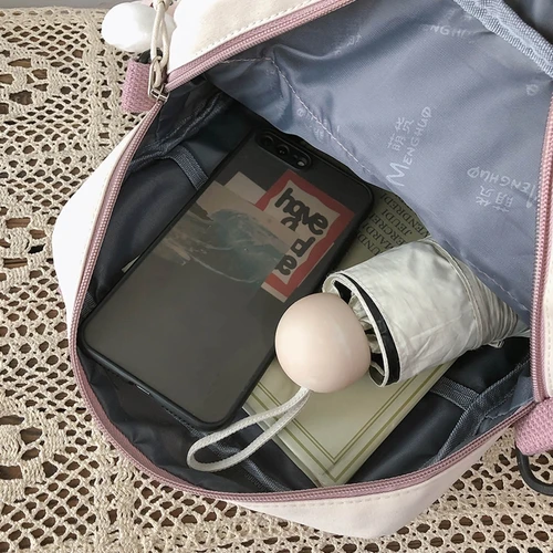 귀여운 한국어 스타일 작은 배낭 여자 여자 캐주얼 나일론 메신저 가방 경량 지퍼 귀여운 학교 Bookbag 여행 배낭 4
