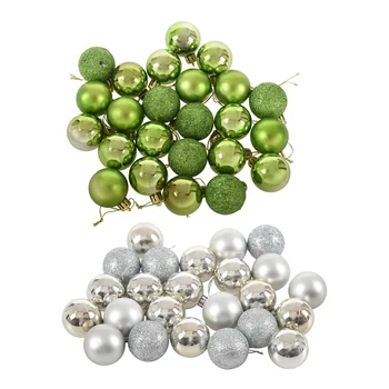

48PC Christmas ular Xmas Tree Decoration Ball Stylish (Silver&Fruit Green)