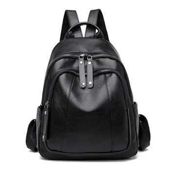 

2020 New Casual Woman Backpack High Quality Youth PU Leather Female Travel Backbag for Teenage School Girls Shoulder Back Bags