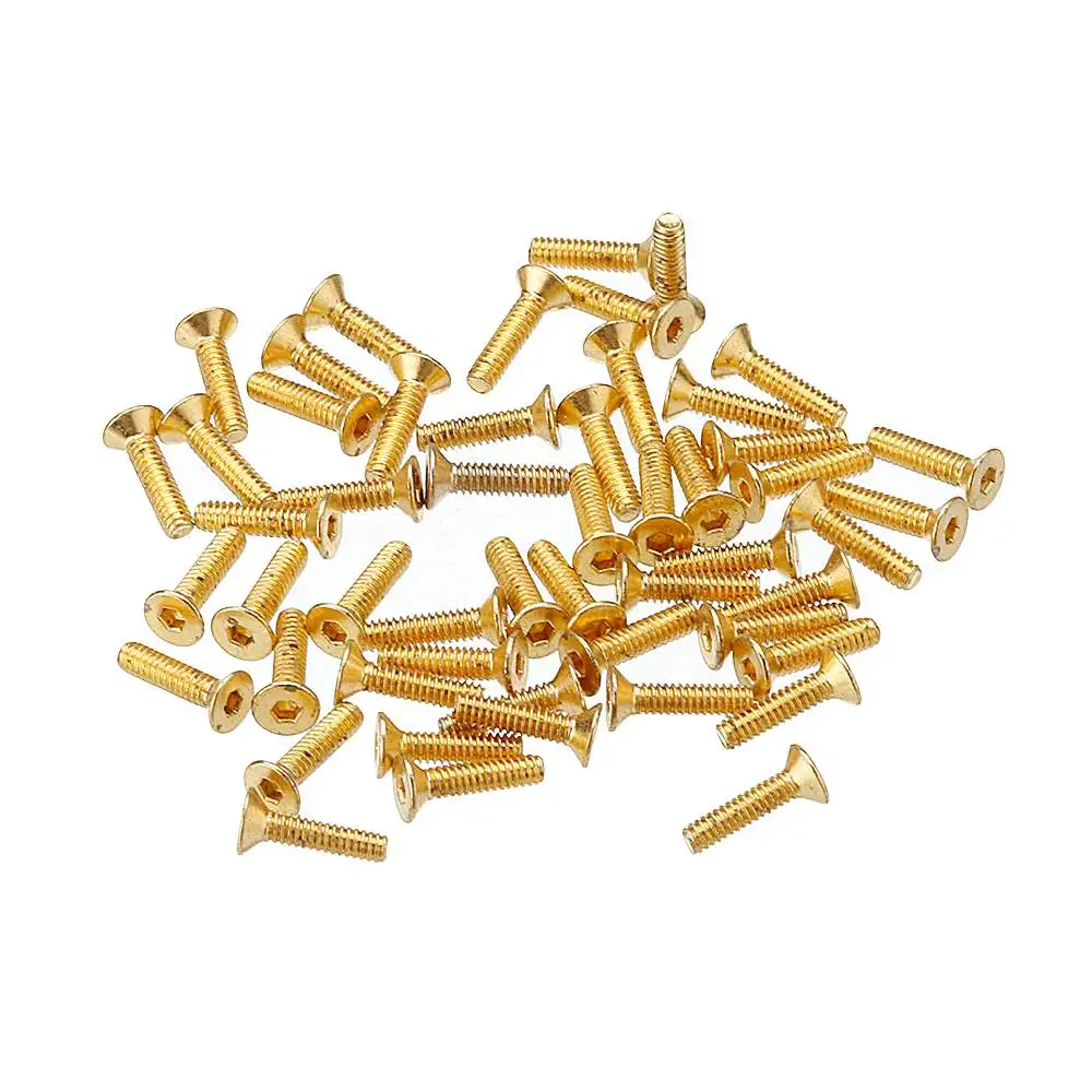 Suleve M2.5AH2 50Pcs Titanium Plated M2.5 Hex Socket Flat Head Countersunk Screws Alloy Steel 12.9 Grade Screw Bolt 5-12mm | Обустройство