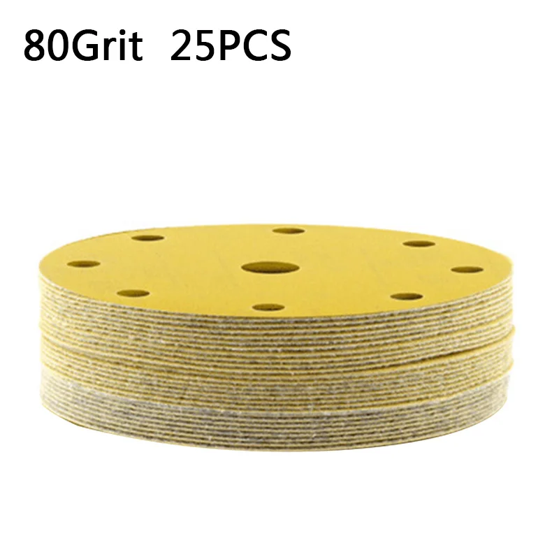 

25pcs 6 Inch Sanding Disc Sandpaper Hook Loop 80-120 Grit Adapter Round Sandpaper Disk Sand Sheets