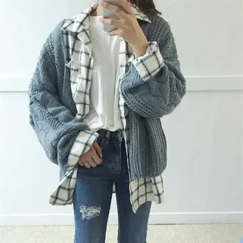 

Autumn Winter Lantern Sleeve Knitwear Cardigan Women Plus Size Knit Sweater Open Stitch Female Elegant Thick Cardigans Coat