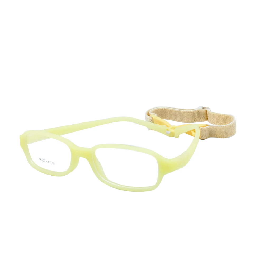 Детские очки на шнурке, размер 47. Цельные детские очки, оправа и ремешок без шурупов. Небьющиеся гибкие очки для мальчиков и девочек - Цвет оправы: yellow