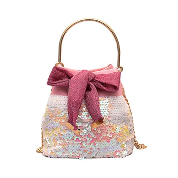 

Women'S Crossbody Bags Summer Wild Messenger Bag Fashion Chain Shoulder Bag Sequins Ocean Pu Leather Leisure Mini Bucket Bag Whi