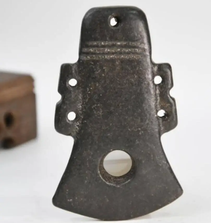 

Hongshan culture archaize black iron meteorite sculpture axe pestle statue