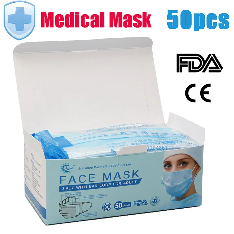 

Disposable Medical Face Masks Anti-Pollution Safety Dust Filter Surgical Mouth Mask 3 Layers Protective Face Mask mondmasker