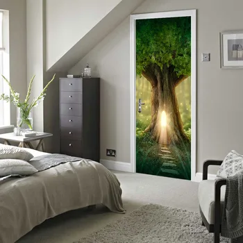

Funlife 3D Door Mural Sticker,Fantasy Tree DIY Self Adhesive Wallpaper PVC Waterproof Home Art Mural Decal,Removable Home Decor